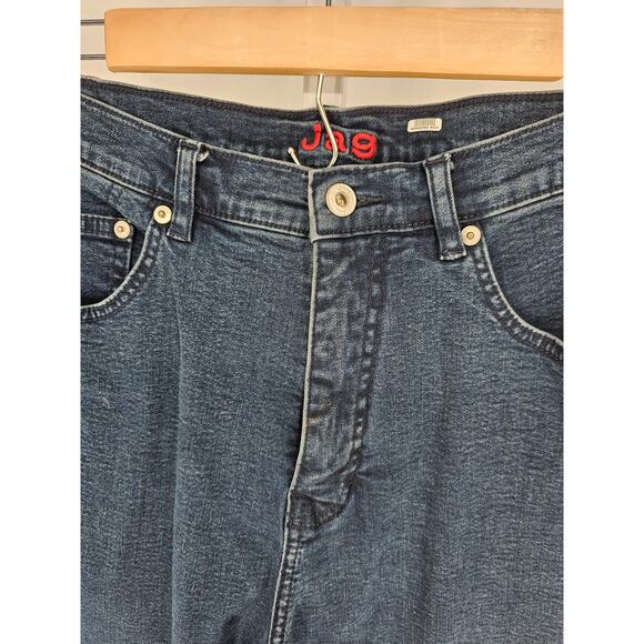 Jag Women's Blue Dark Wash high Rise Casual Belt Loop Cotton Jean Size 16 - Picture 3 of 5